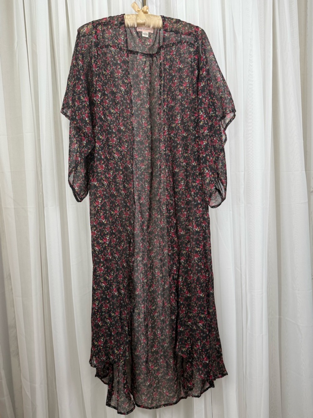 Band of Gypsies Floral Boho Long Kimono Duster Cardigan Large